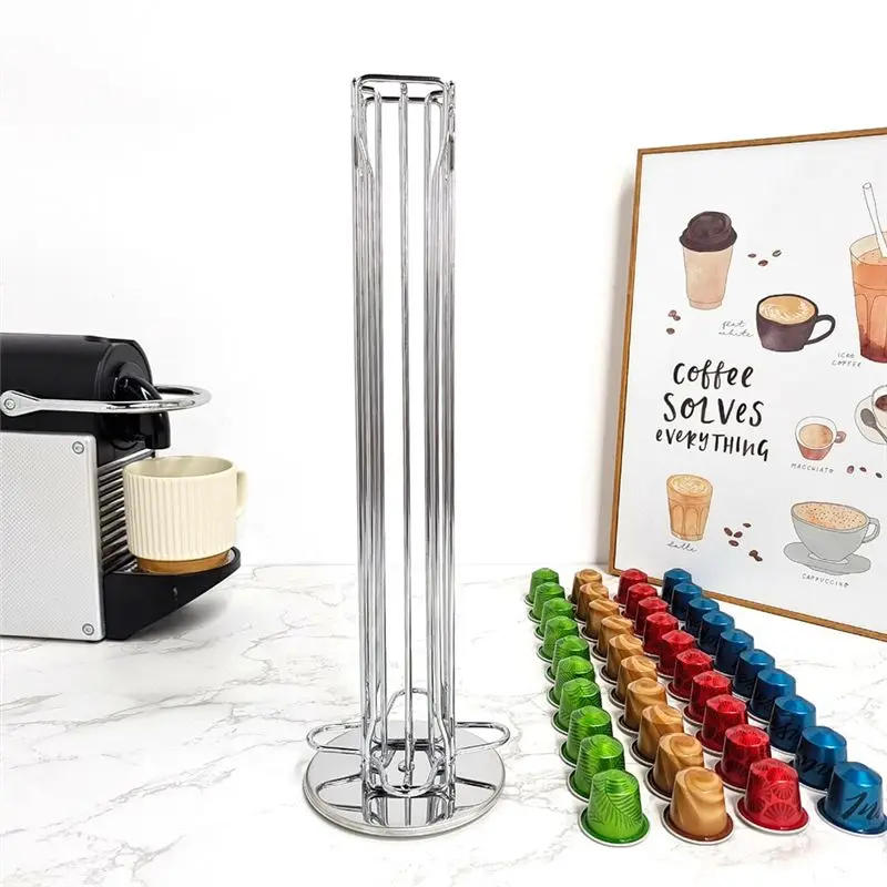 A7THK-1 PCS For Nespresso Pod Holder Stand Rack Display Coffee Capsules Stainless Metal Holders Holds 40 Coffee Pods