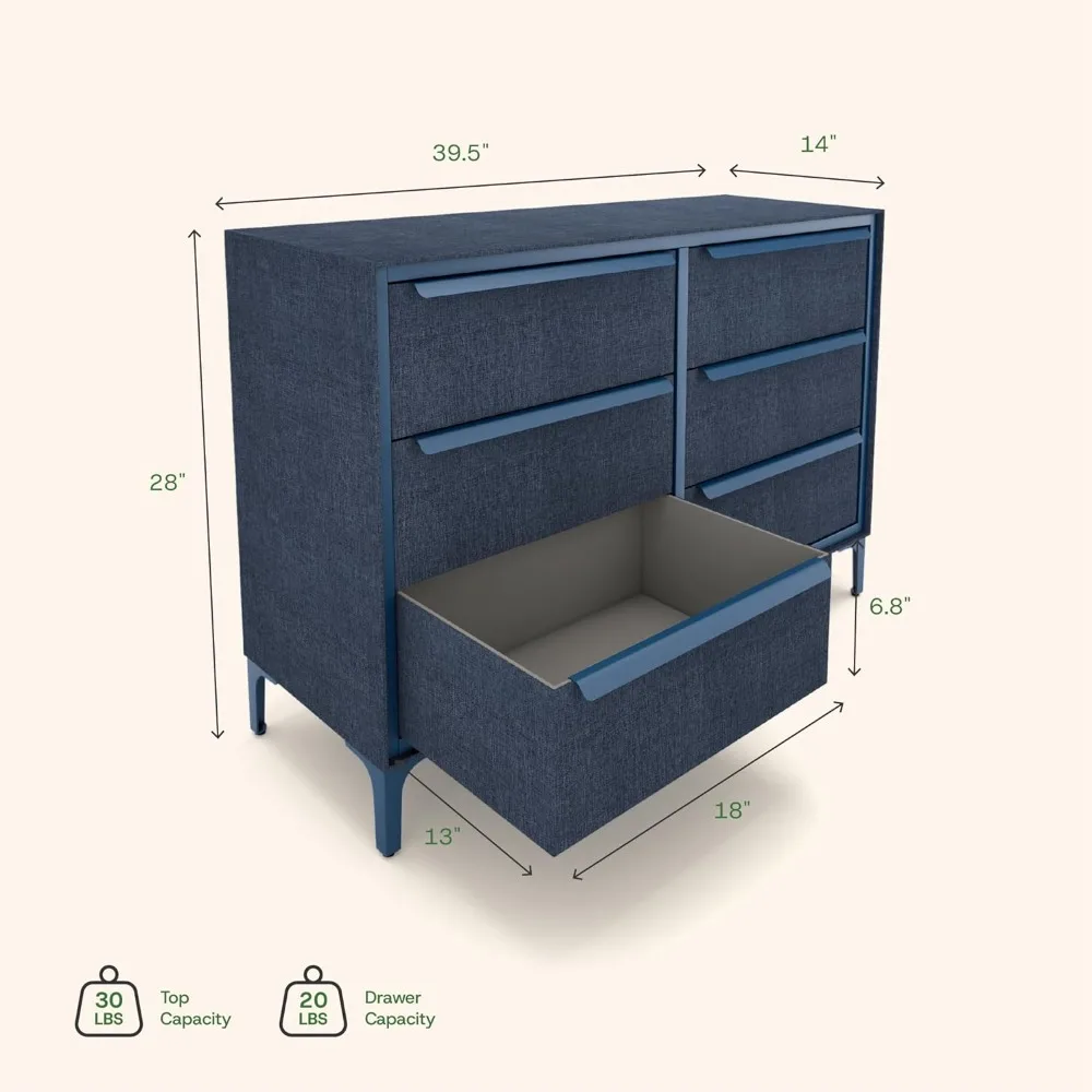 خزانة قماش فاخرة من Naima: إطار معدني قوي، 6 أدراج كبيرة مقاومة للترهل مع مقابض معدنية حديثة - جودة عالية وطويلة #3