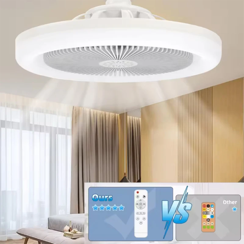 Modern 25cm Ceiling Fans With LED Lights Silent E27 Smart Bedroom Kitchen Electric Fan Lamps Room Decor AC95-260V