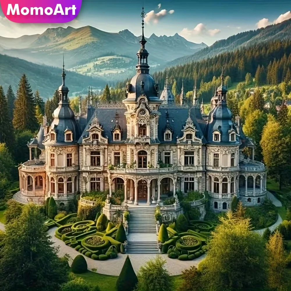 Momoart 5D DIY Diamond Embroidery House Painting Landscape Kits New Collection Diamond Mosaic Castle Needlework Handmade Gift