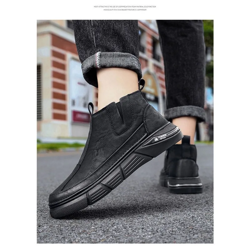 Winter Men Chelsea Boots Men Bussiness Cotton Boots Casual Sneakers SnowBoots Leather Non-slip Men Leisure Boots Bota Masculina