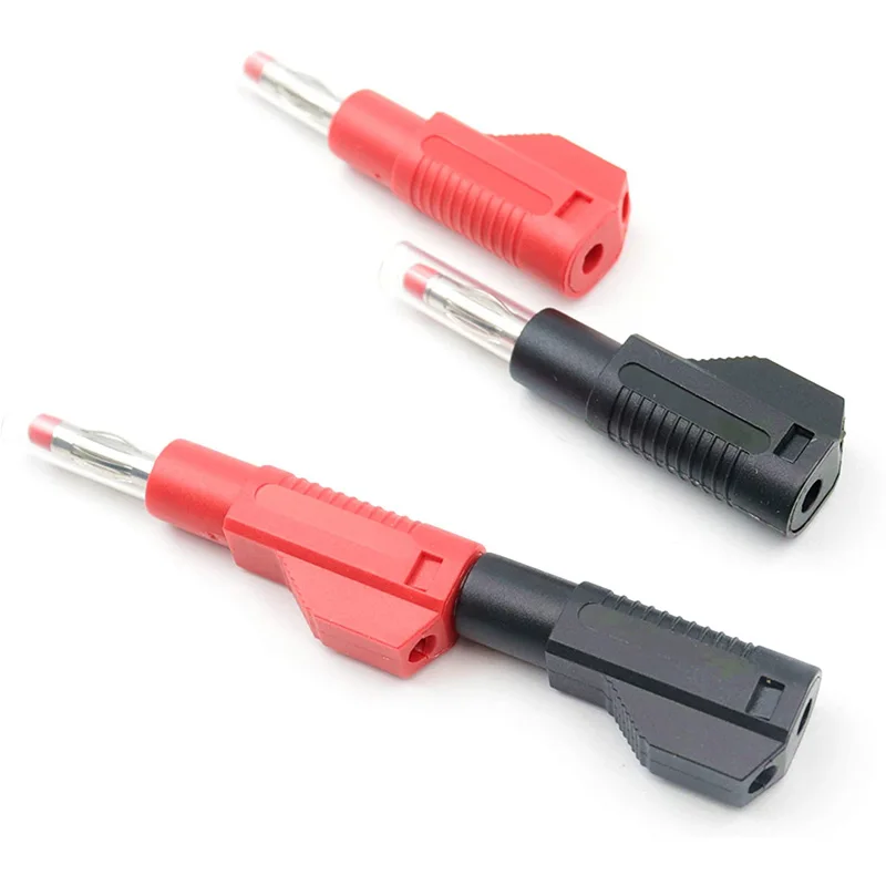 10 conjuntos retrátil bainha 4mm banana plug conectores empilhável fio de solda multímetro teste termina plugues adaptador