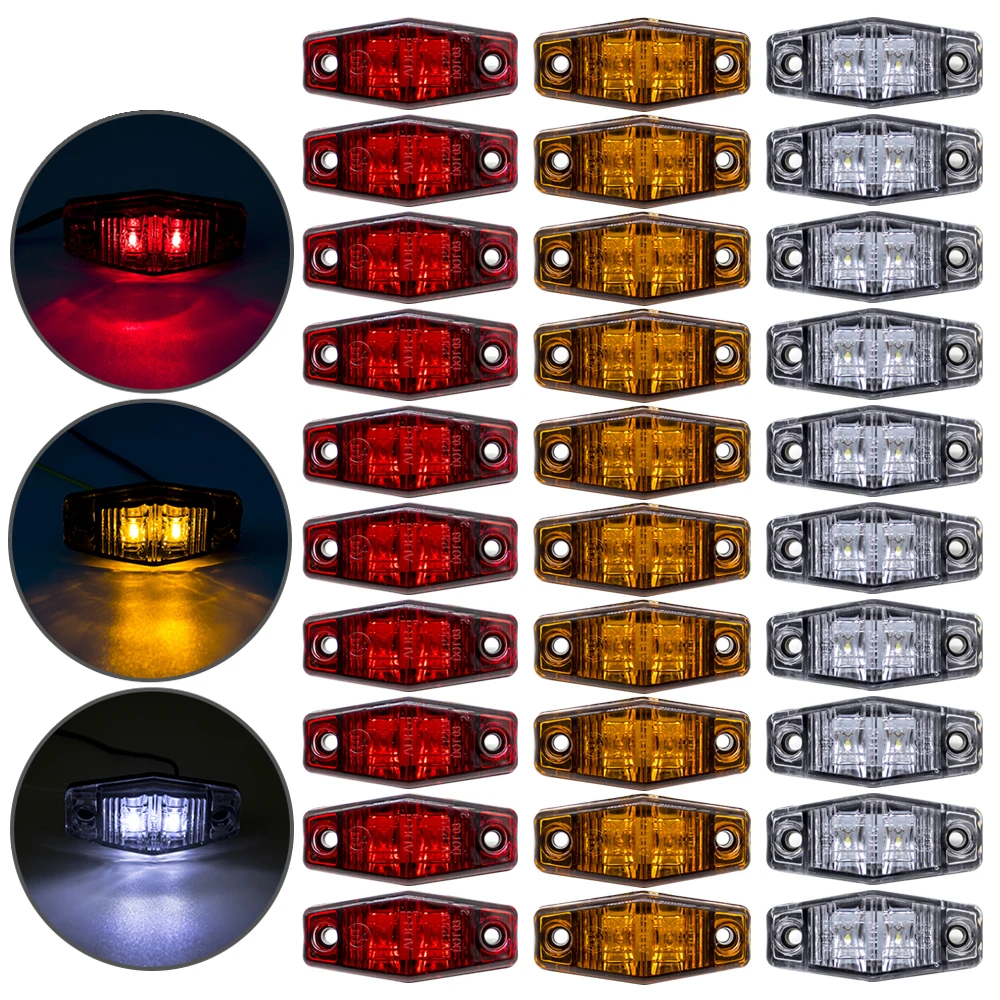 

6/10 шт. 12 В 24 в 2 светодиода боковой маркер Предупреждение ющий задний фонарь Габаритные указатели поворота Тормозные указатели прицепа грузовика автофургона