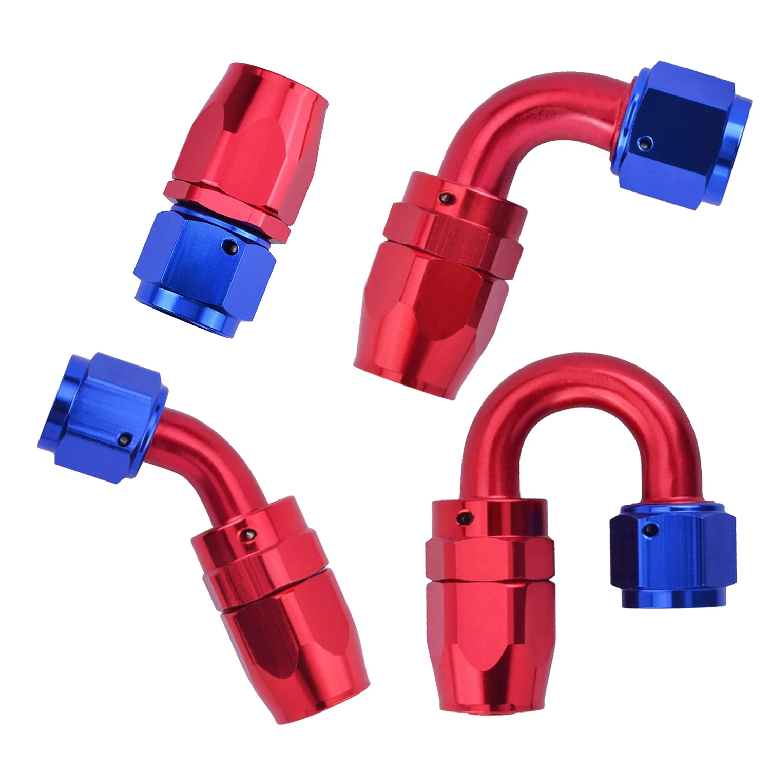 Universal Swivel Hose End Fitting AN4/AN6/AN8/AN10/AN12 Oil Hose End Adaptor 0° 45° 90° 180° Red for Braided Oil Fuel Gas Hose