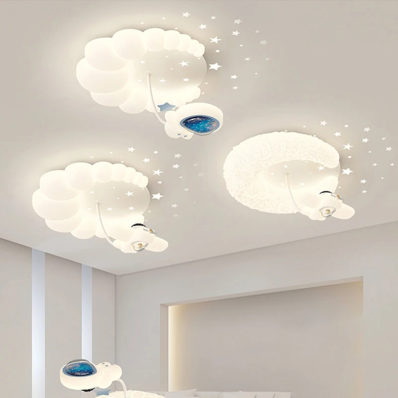 Children's Room Ceiling Lamps Moon Cloud Lamp Cream Style Baby Room Decoration Light Warm Nursery Boy Bedroom Ceiling Lights