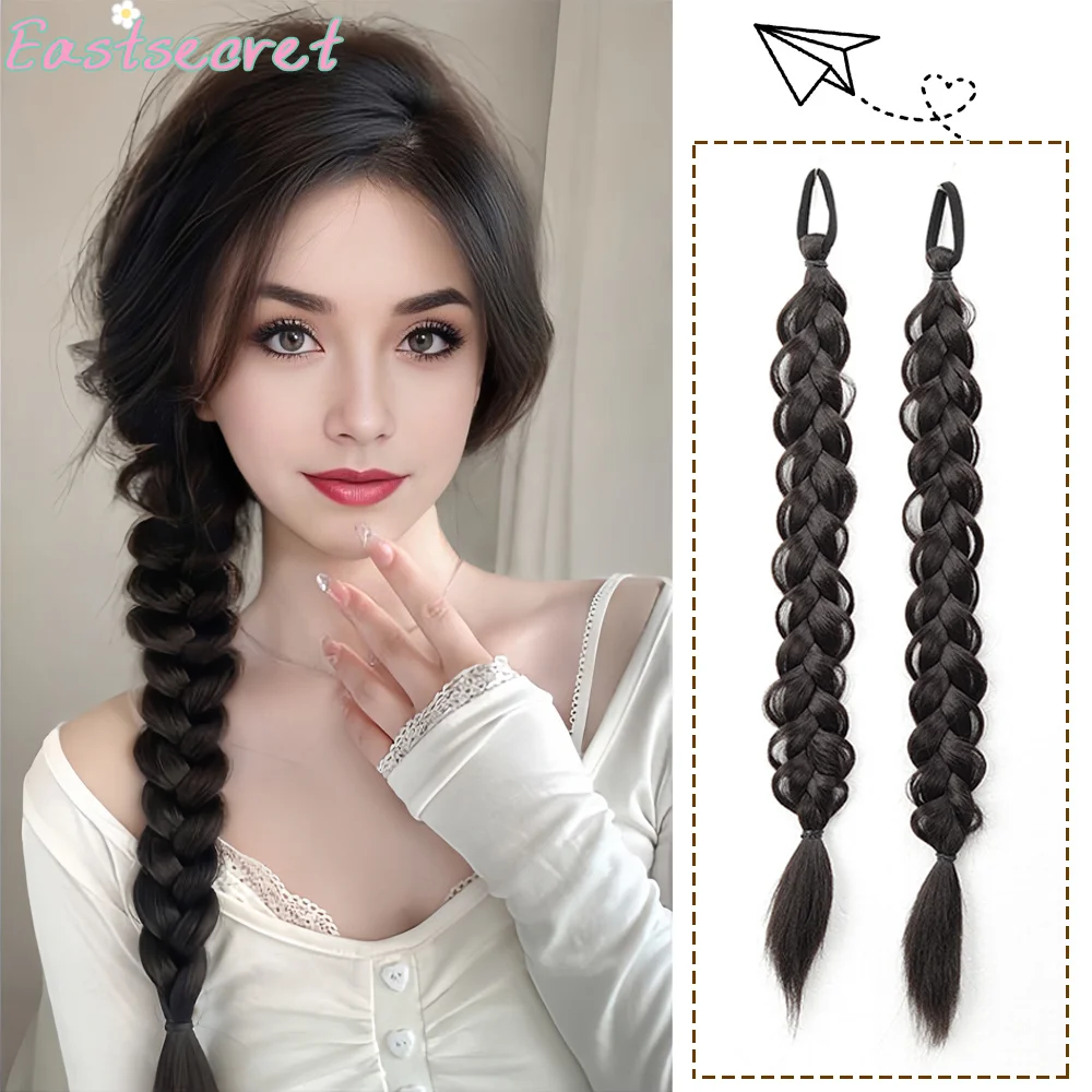 

Коса из рыбьей кости, двойной хвост, волосы Fried Dough Twists, длинная коса с низким хвостом, полузавязанный синтетический парик, коса Fried Twists