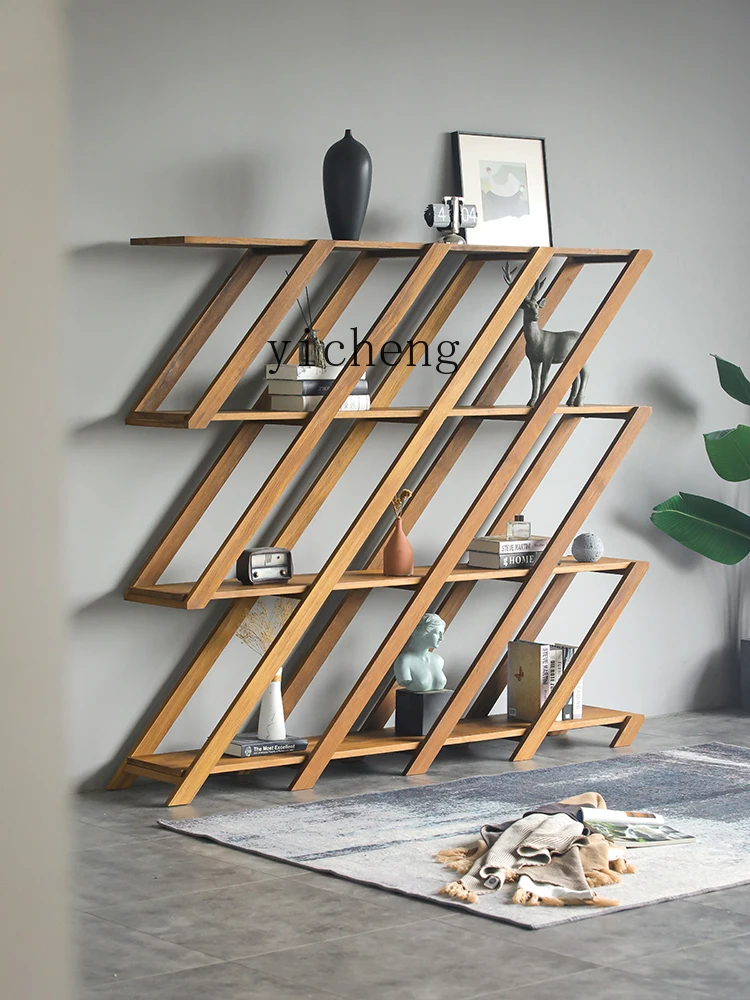 

TQH Solid Wood Bookshelf Living Room Study Silent Wind Wall Display Stand