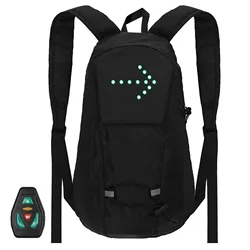 LED Turn Signal Bike Pack 15L LED Backpack w Direction Indicator USB Rechargeable Safety Light Waterproof Wireless RC Backpack