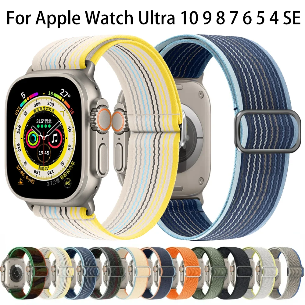 Apple Watch 밴드 시리즈 용 나일론 스트랩 Ultra/2 10 9 8 7 6 5 4 SE iWatch 용 팔찌 49mm 46mm 42mm 45mm 41mm 44mm 40mm Correa