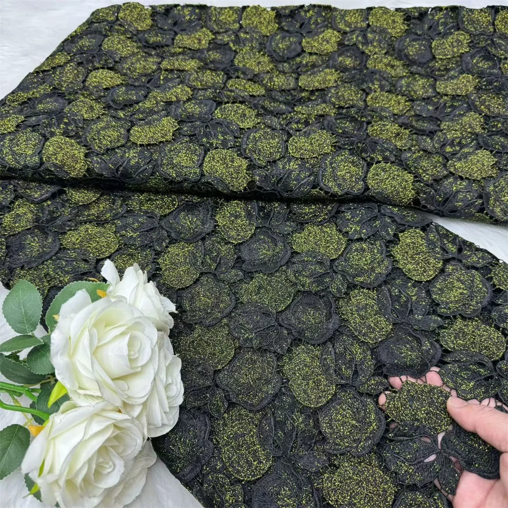 

Nigerian French Water Soluble Lace African Green Guipure Cord Lace Fabric for Women Party Dress Sewing High Quality 5Yard Hm1761
