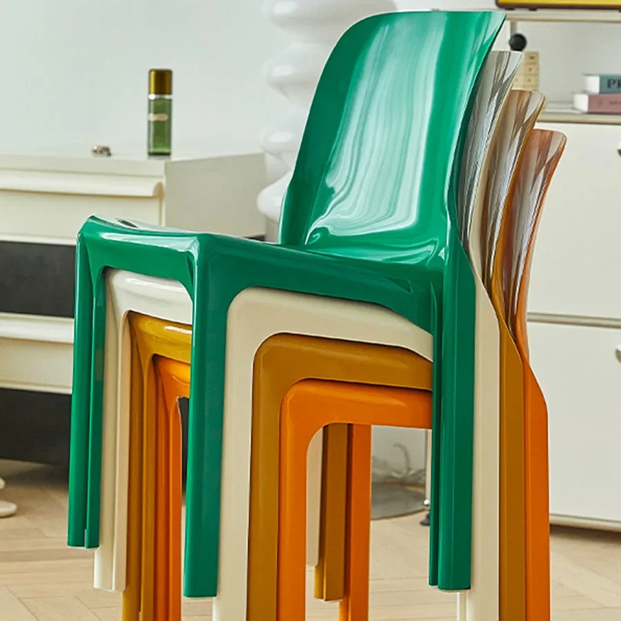 Chaise de Salle à Manger Empilable en Plastique Vert et Orange, Mobilier Moderne du Milieu du Siècle, pour Salon, ix, Mariage, Événements, Hôtel