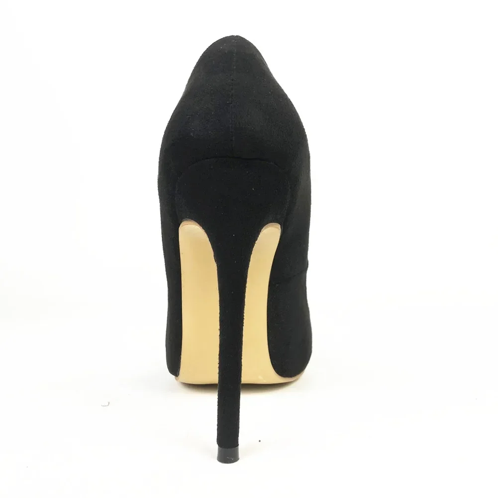 Women\'s 12cm Slip on Heels Thin Sky High Sexy Heeled Stiletto Gradient Wedding Shoes Pointed Peep Pumps Suede Shoes for Party