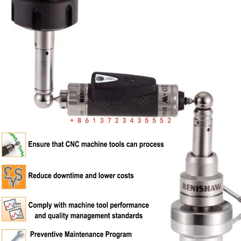 Renishaw QC20-w ballbar wireless Bluetooth machine tool roundness detection reverse intermittent servo