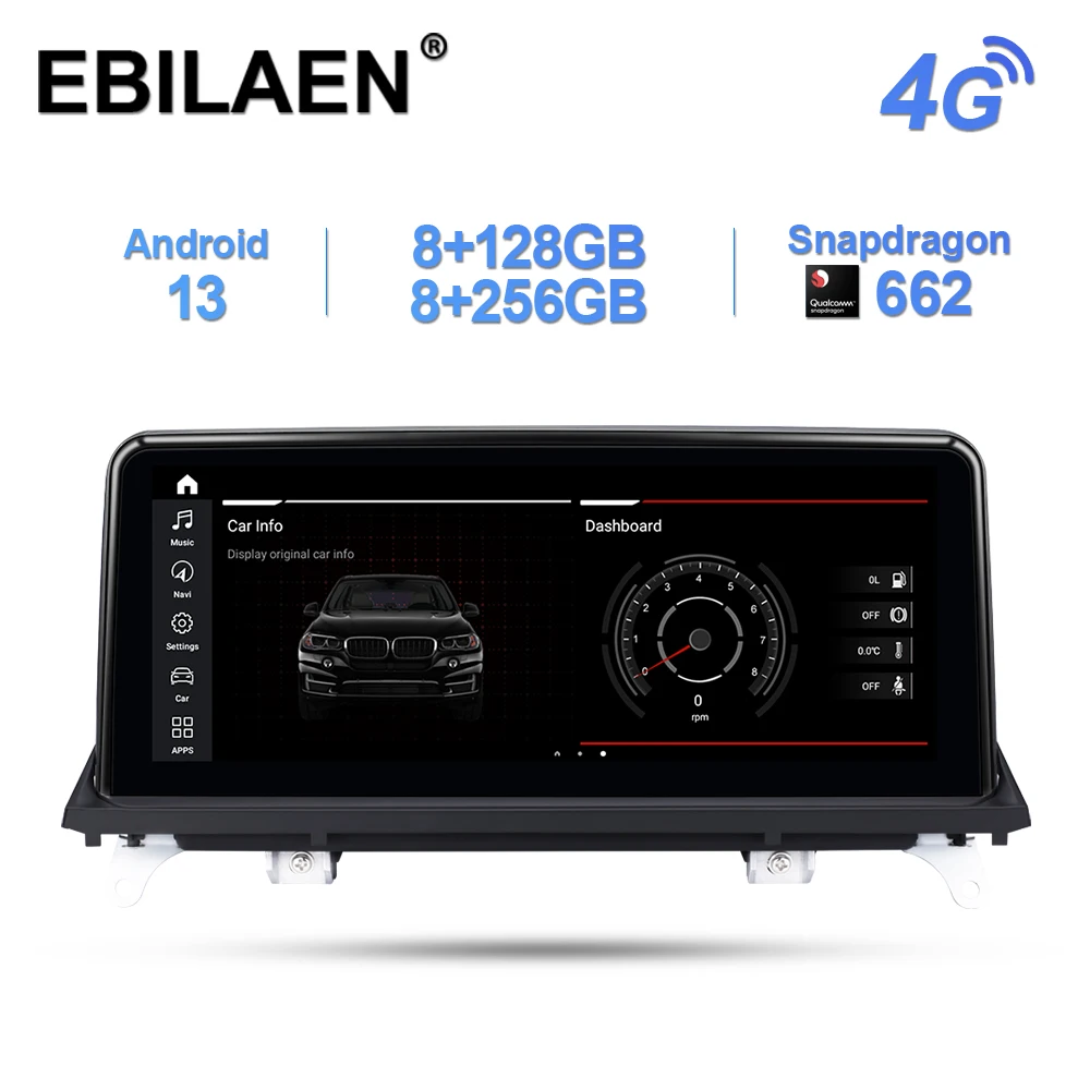 EBILAEN Auto-Multimedia-Player Android 13.0 für BMW X5 E70/X6 E71 (2007–2013), CCC/CIC-System, Steuergerät, PC, Navigation, Autoradio, 4G