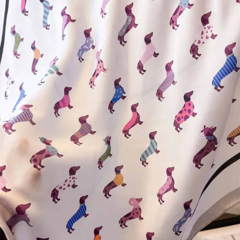 Printed Dachshund Print Print Scarf Geometric Shape Y2K Animal Printed Silk Scarf Spicy Girls Hip Hop Satin Hijab Vacation