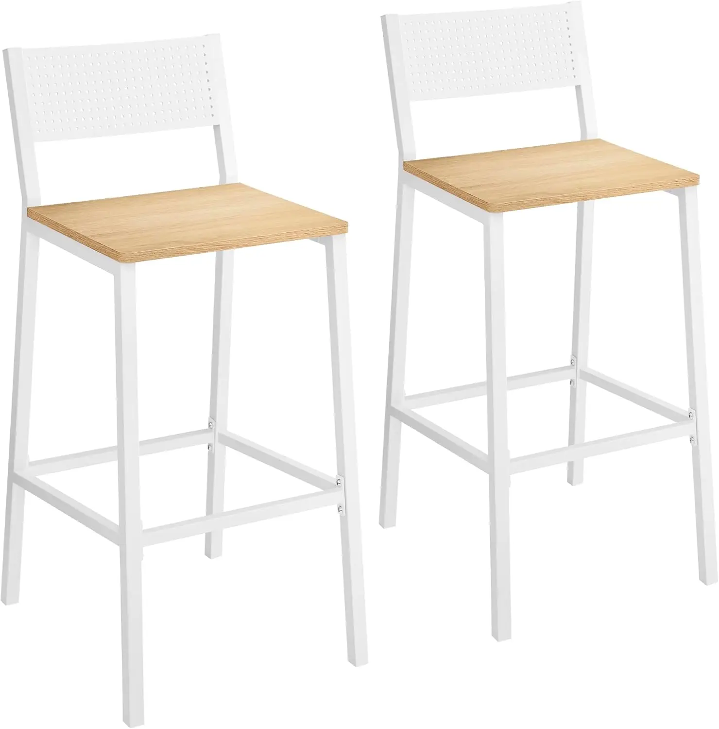 

Bar Stool Set Of 2, Bar Chairs For Kitchen, Dining Room, Industrial, Oak Beige And White Ulbc070W09
