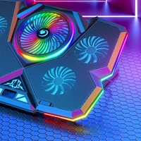 2022 Coolcold Laptop Cooler RGB Gaming Notebook Cool Stand Ergonomics Five Fans 2 USB Ports With HD Display For 14-17inch - Image 3
