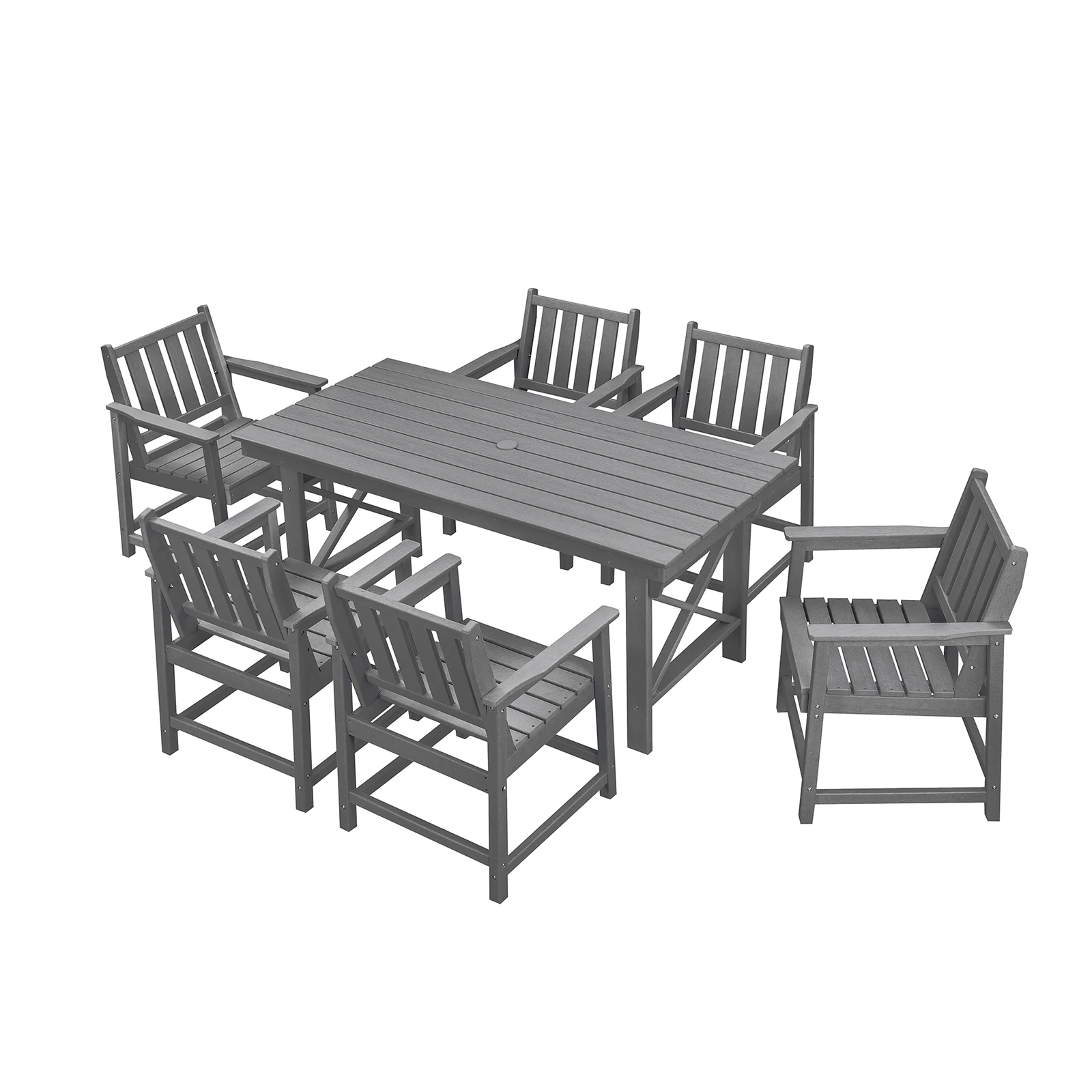 

Free US Shipping HDPE Outdoor Patio Dining Set Weather-Resistant Table Umbrella Hole Ergonomic Chair for Garden Lawn Warehouse