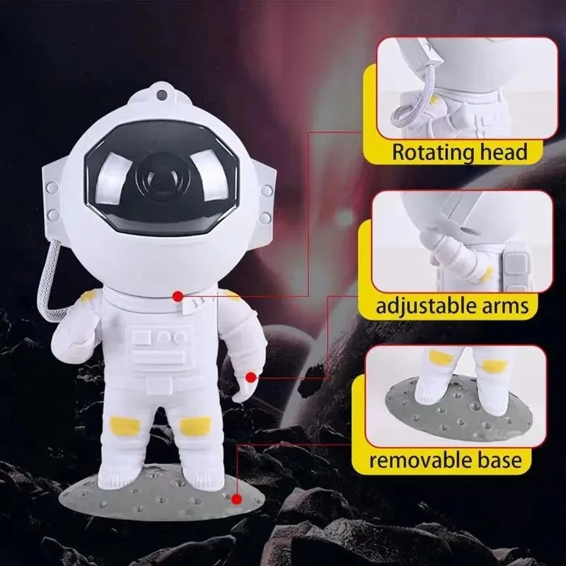 Rocket Astronaut Star Projector lampade a luce notturna con telecomando Design regolabile Nebula Galaxy Lighting Room Decoration