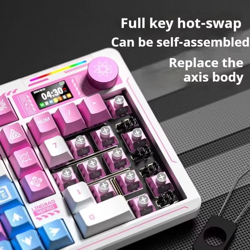 Lingbao K98pro Wireless Mechanical Keyboard Three Mode Full Key Hot Swappable Gasket Games E-Sports Keyboard Computer Peripheral