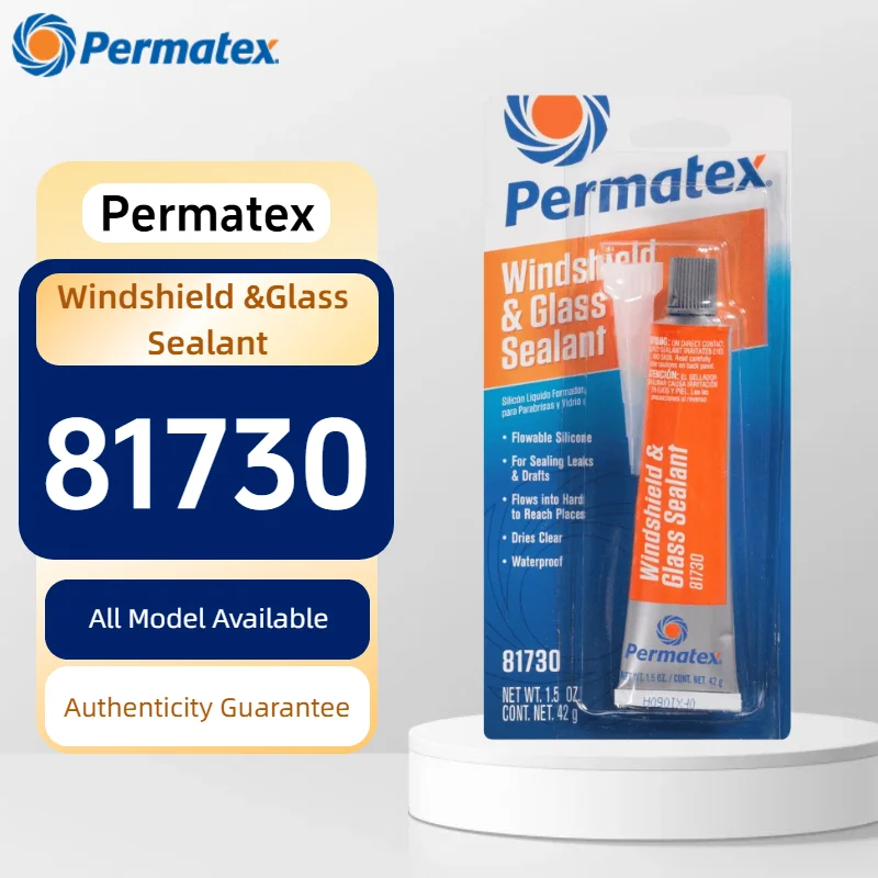 Original Permatex 81730 Flowable Silicone Windshield Glass Sealer Clear Waterproof Auto Window Sunroof Headlight Leak Repair