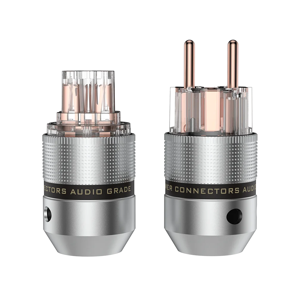 Wtyczka zasilająca Audiocrast Hi-End z miedzi, rodowanego/złoconego aluminium (US/Schuko) i żeńskie złącze IEC C13 — zdjęcie produktu 3