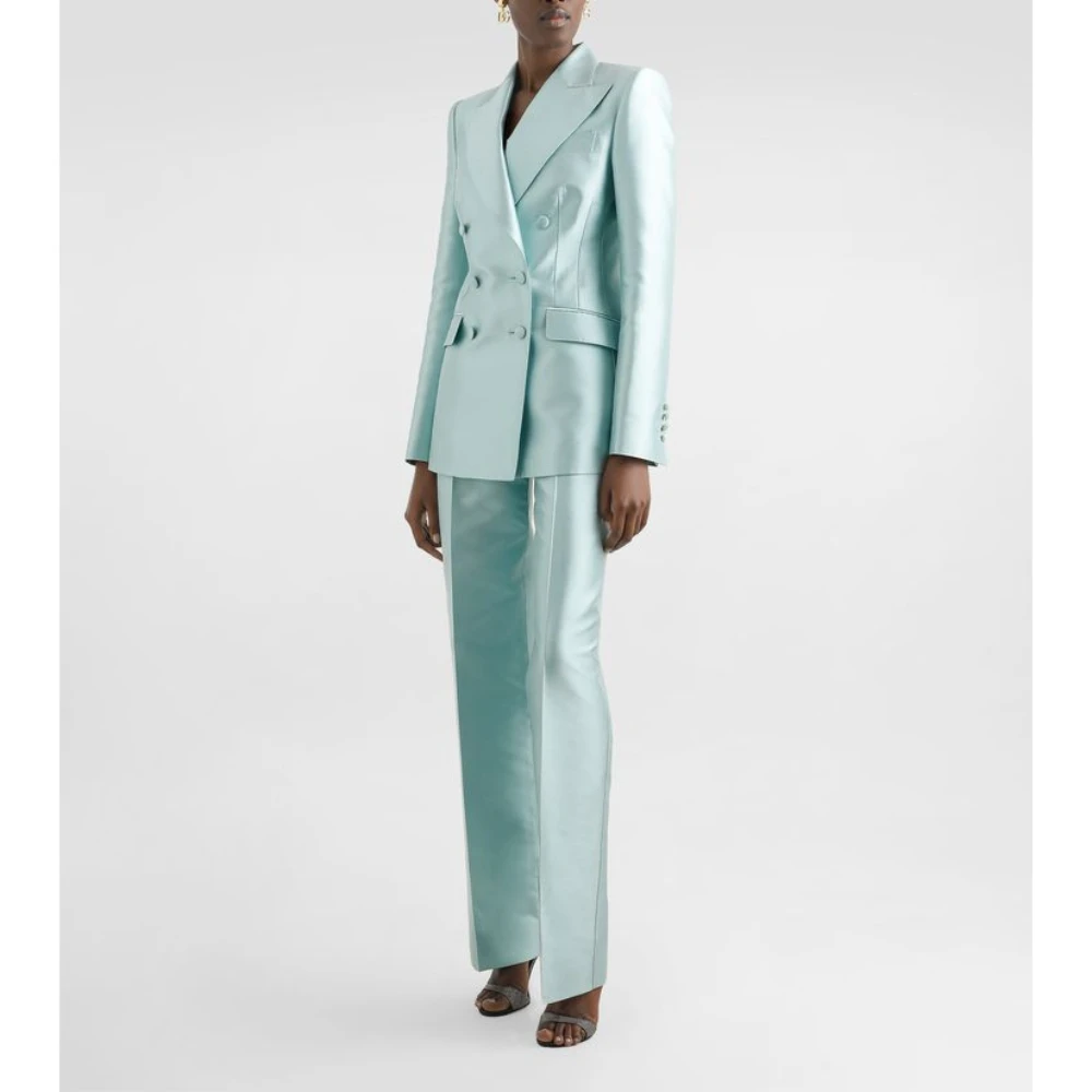Elegant Shiny Double Breasted Women Pants Set New Female Two Pieces(Blazer+Trousers) Custom Made Set Formal Evening Party Dress