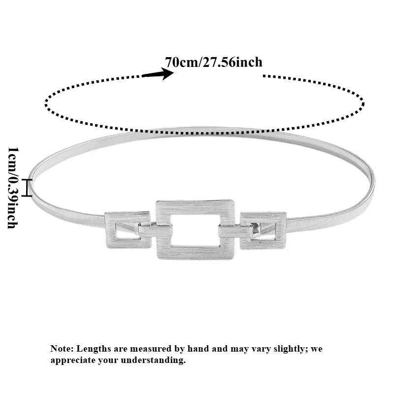 IF IFOND Korean-Style Metal Square Spring Belt Versatile Fashionable Instagram-Style Women’s Belt for Skirts and Dresses