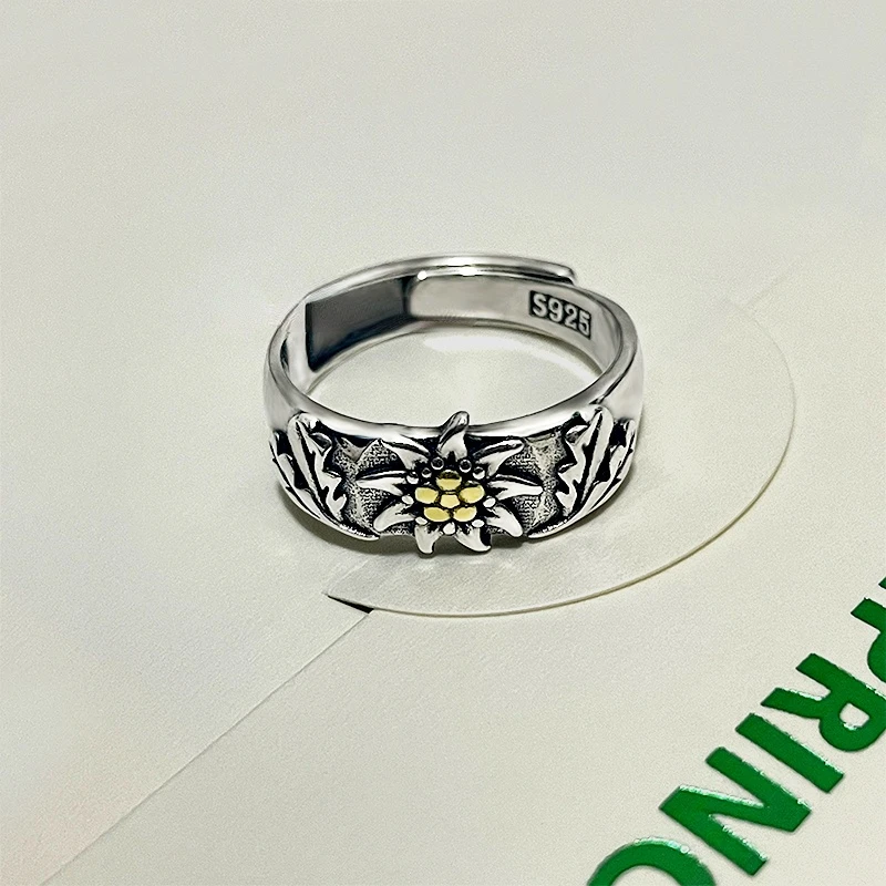 Mode Silber Farbe Edelweiß Ringe Army men Veteran Ring für Männer Frauen Verlobung Eheringe Jubiläum Schmuck Großhandel