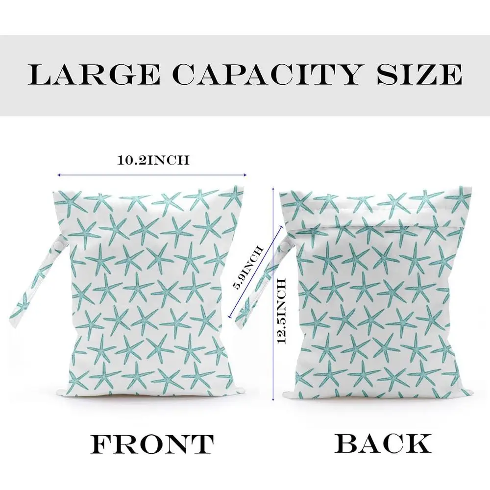2 Pcs Wet Dry Bag, Travel, Beach, Pool, Stroller, Diapers, Dirty Yoga Gym Clothes, Toiletries, Makeup Bag, Beach Bag Ocean Stari