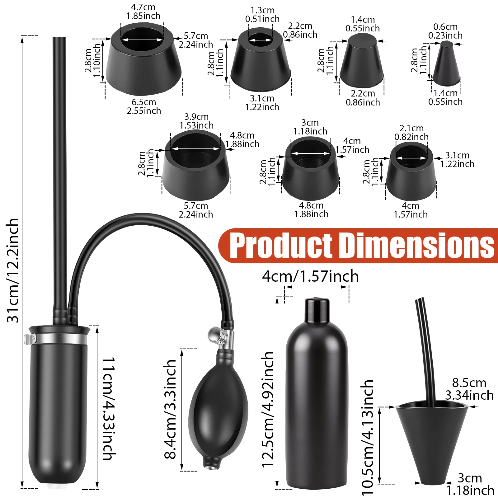 Automotive Smoke Machine Accessories Kit Smoke Machine Leak Detector Accessories with Inflatable Intake Adapter Sealing Cones