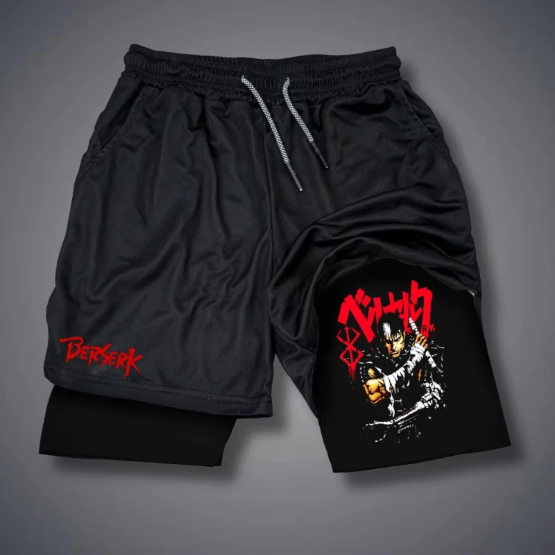 

2025 Summer New Cross-border American Berserk Animation Shorts Men's Double-layer Beach Fitness Sports Casual Shorts