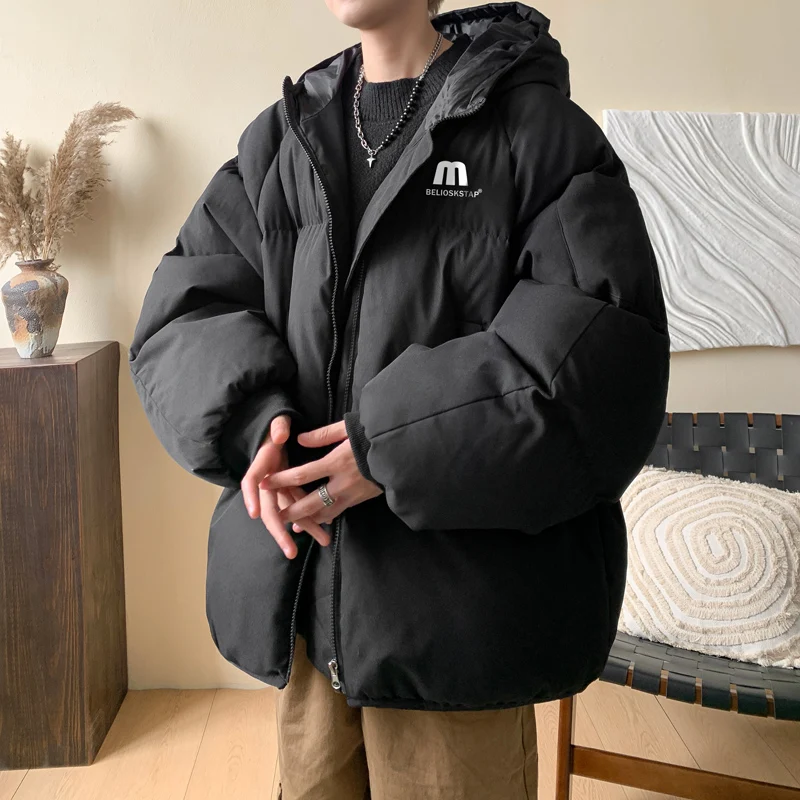 

Men's Winter Thiened Warm Cotton Jaet Hooded Faion Brand Haome High-End Feeling Casual Wear Youth ular Sle