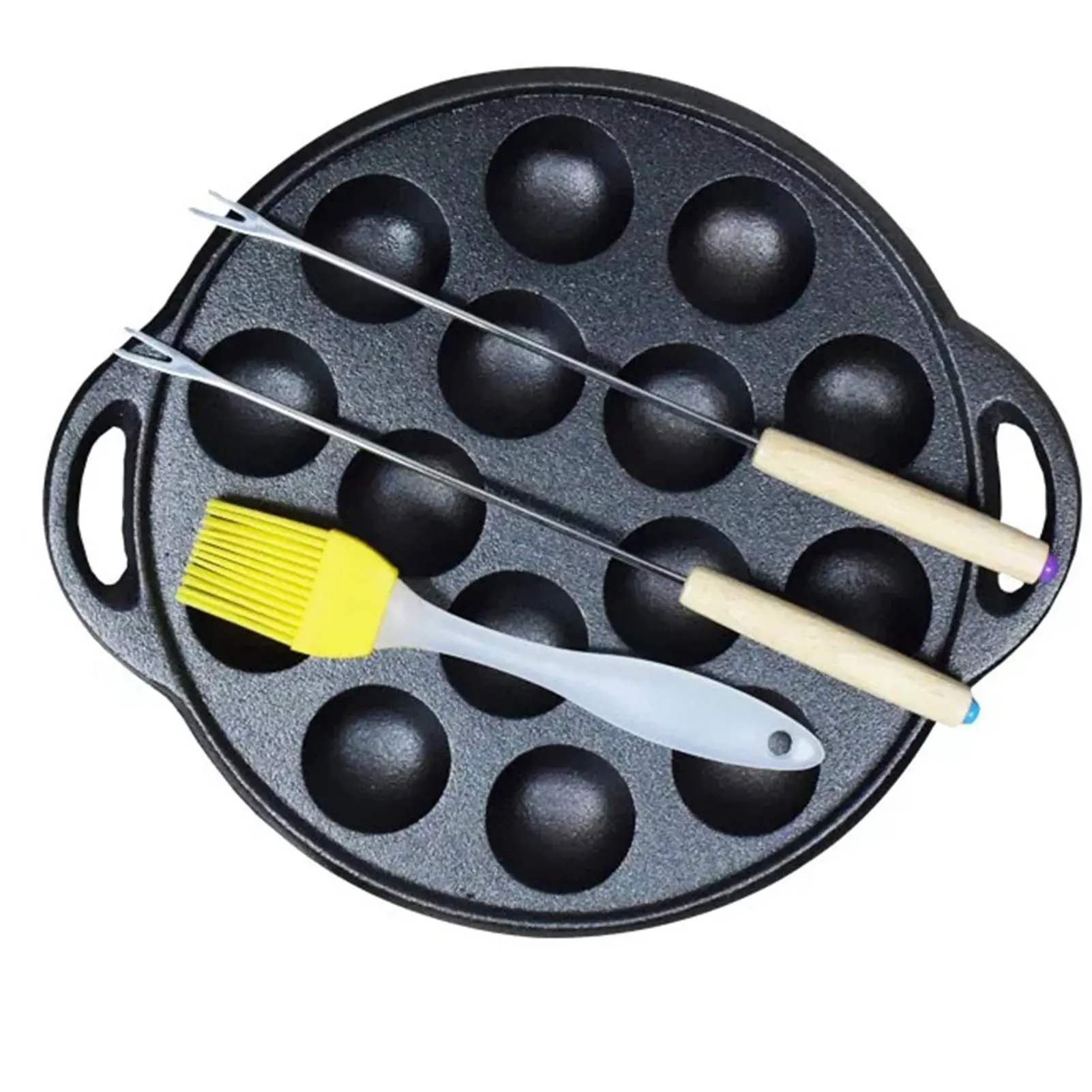 Kitchen Meatball Pot Octopus Ball Cooking Easy Clean Home No Coating 15 Holes Durable Frying Pan Restaurant Cast Iron Takoyaki