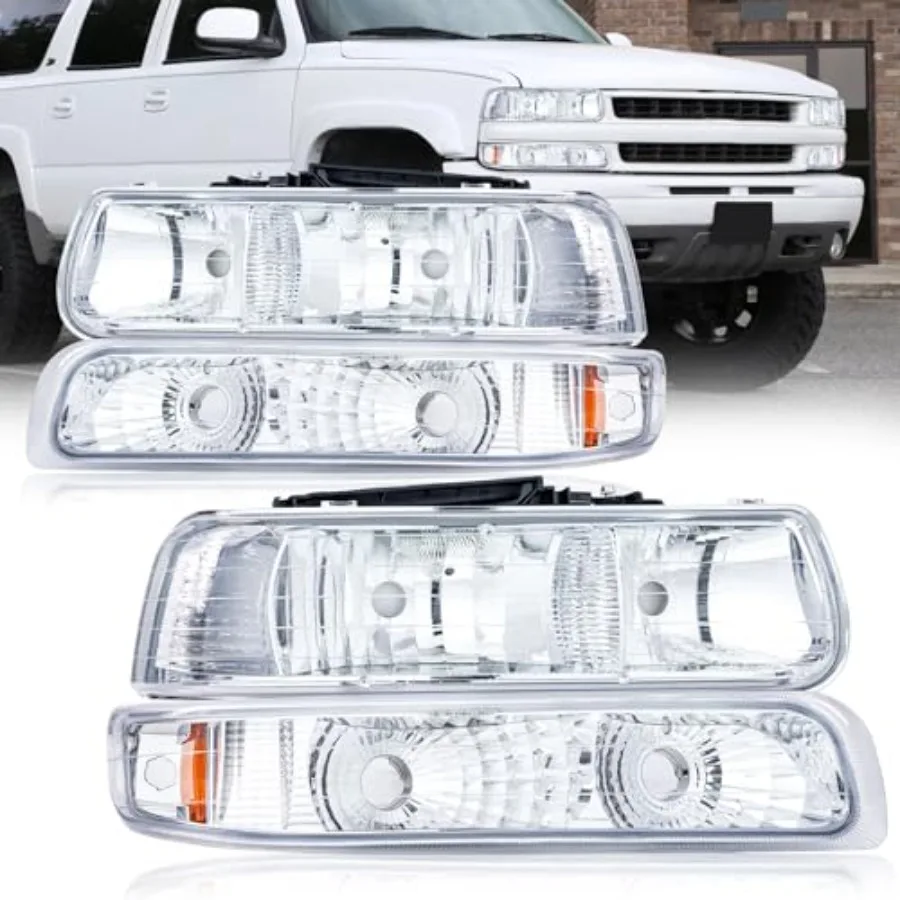 

Headlights Assembly for 19992002 Chevy Silverado 1500 2500 1500HD 2500HD 3500HD and 20002006 Tahoe Suburban 1500 2500 with Ambe