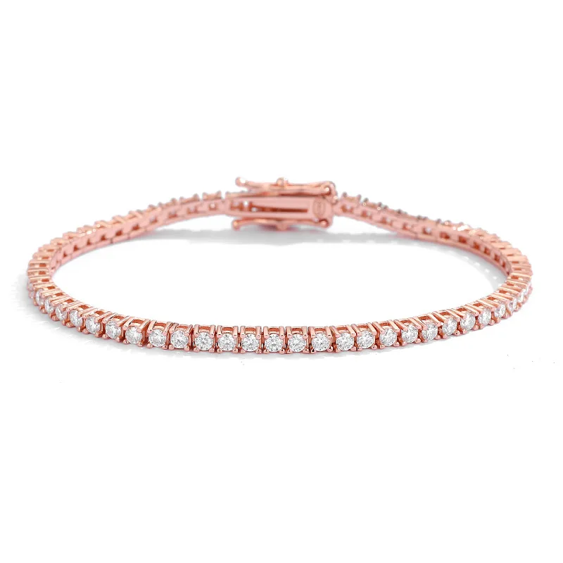 

EUREKA 2mm Moissanite Tennis Bracelet S925 Sterling Silver with 18k Gold Plated Bracelets for Women Man with Certification