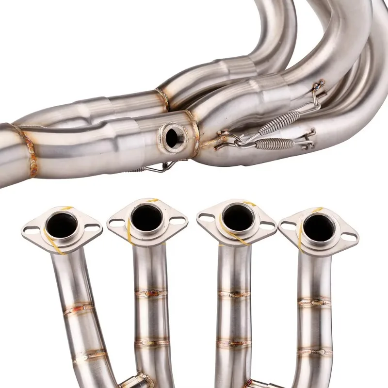 Sistem Knalpot Motor Lengkap untuk ZX6R 2009-2020 Zx-6r 636 Modifikasi Pipa Penghubung Depan Tengah Bahan Stainless Steel