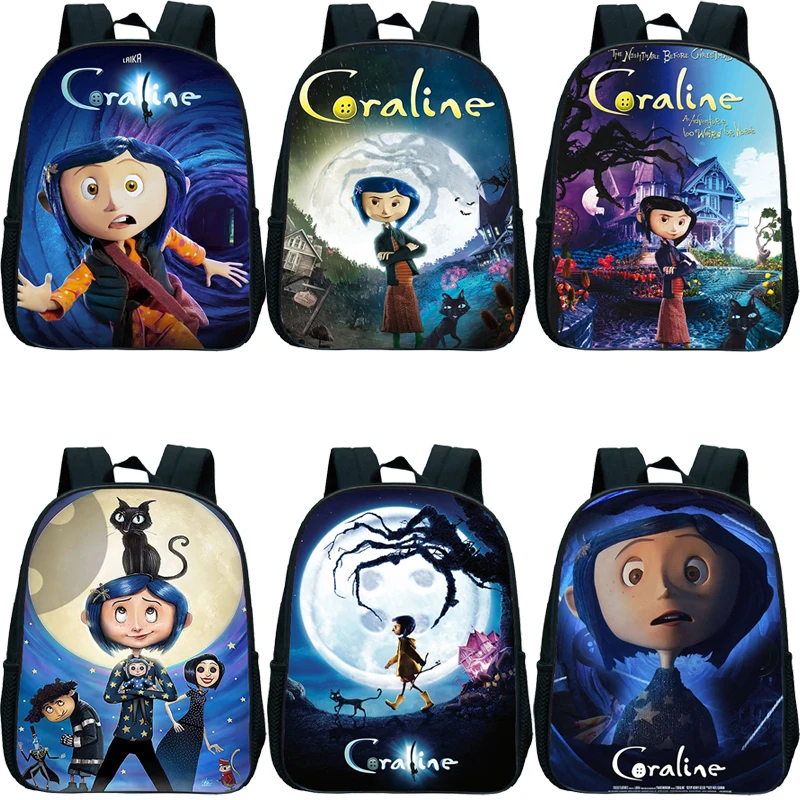 

Nylon 3D Coraline Cartoon Movie Kids Backpack Waterproof Kindergarten School Bags for Toddler Boy Girl Kids Cartoon Bookbag Gift