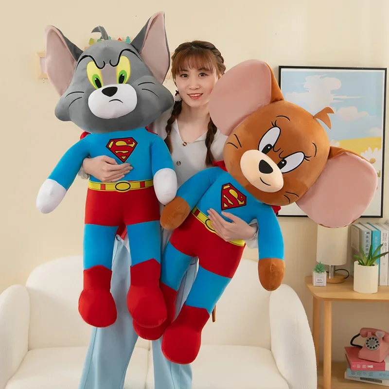 40/60/80cm Oversize Disney Tom and Jerry Plush Toys Cute Cartoon Superman Plushies Stuffed Animals Doll Toys Kids Birthday Gifts