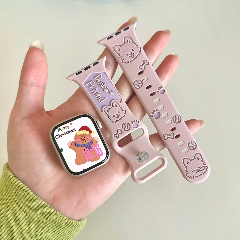 

НОВЫЙ силиконовый спортивный ремешок для Apple Watch Band 46 мм 42 мм 41-45-40-44 мм 49 мм ремешок с гравировкой iWatch Series 11 10 9 8 7 6 5 SE Ultra3