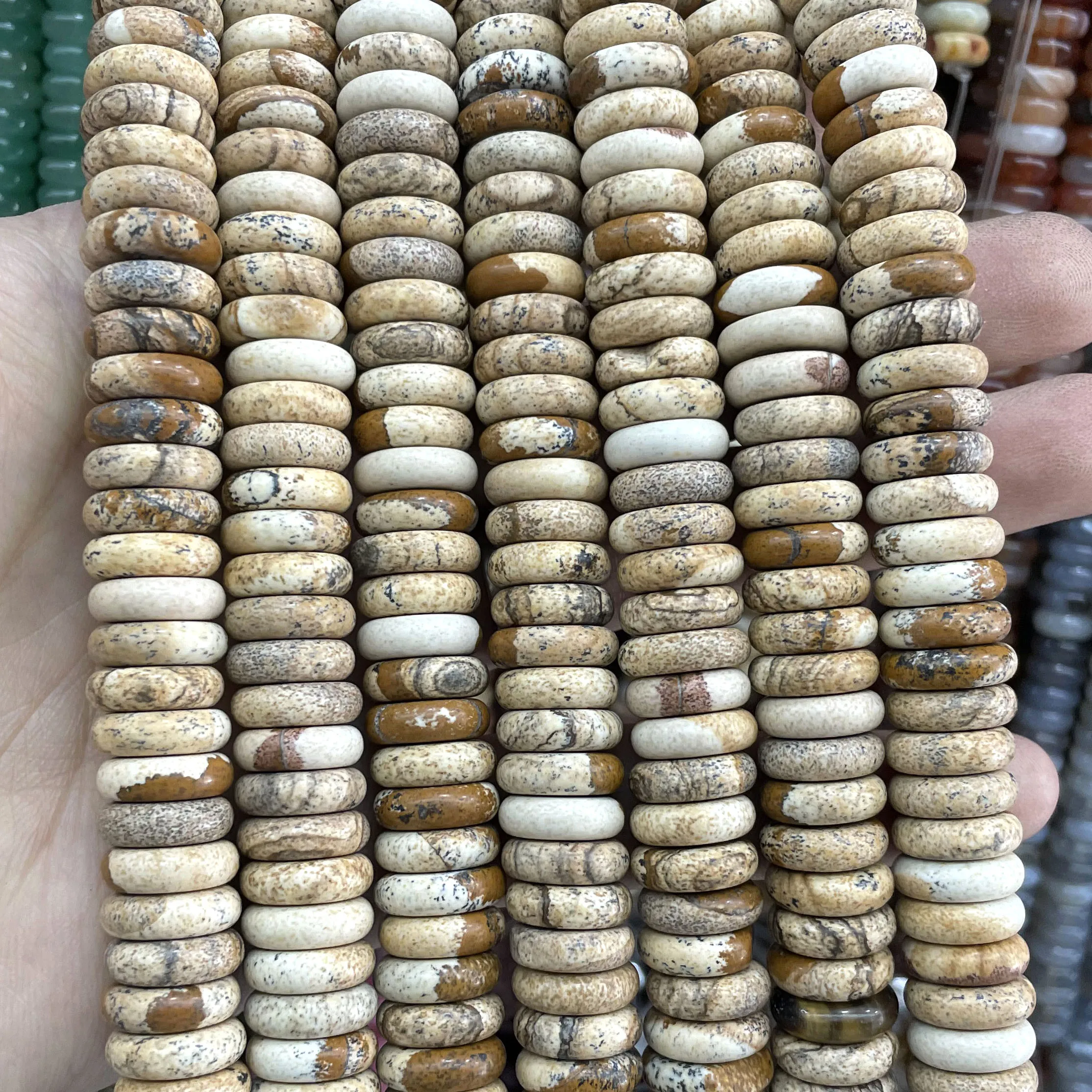 4X12MM Naturstein Rondelle 7 Chakra Quarz Jaspis Achate Flache Runde Spacer Perlen Für Schmuck Machen DIY armband Zubehör – Detail 14