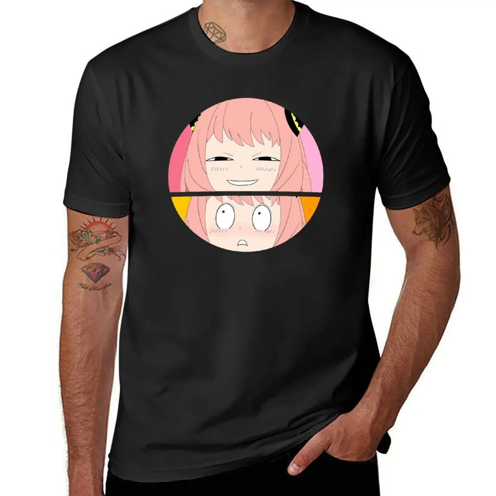 Anime Manga Cosplay Smile Shocked Face Heh Smug For Coser Weeaboo Otaku T-shirt quick drying mens clothing