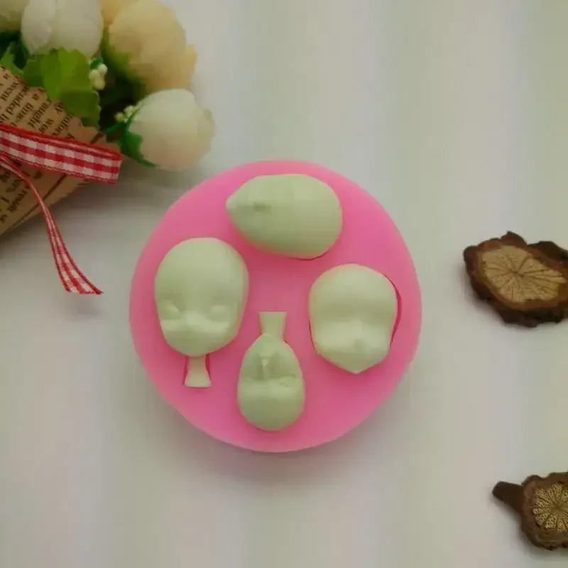 1 Pcs 3D Women Face Soft Clay Mold Tools Universal Silicone Fondant Cake Pottery Handmade 4 Types Size DIY