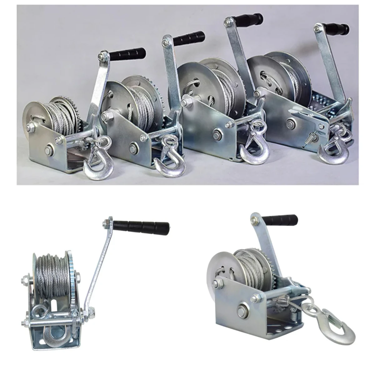 Heavy Duty Manual Hand Winch 600-3000 LBS Capacity Wire Rope Traction Hoist for Recovery with Complete Specifications