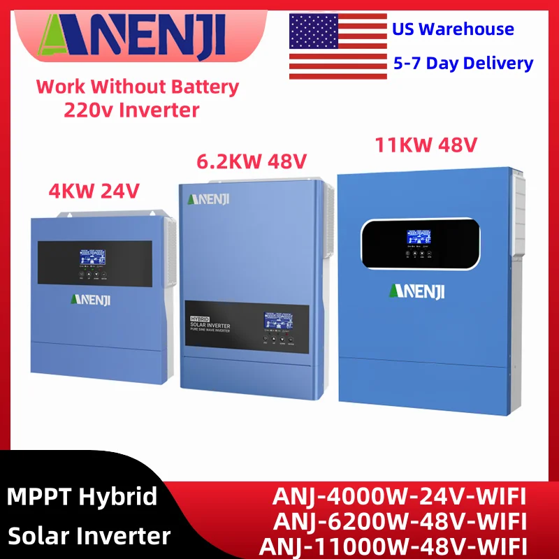 

Гибридный солнечный инвертор 4.2кВт 6.2кВт 11кВт 220В, автономный, с чистой синусоидой, со встроенным контроллером заряда MPPT 100А 120А 160А