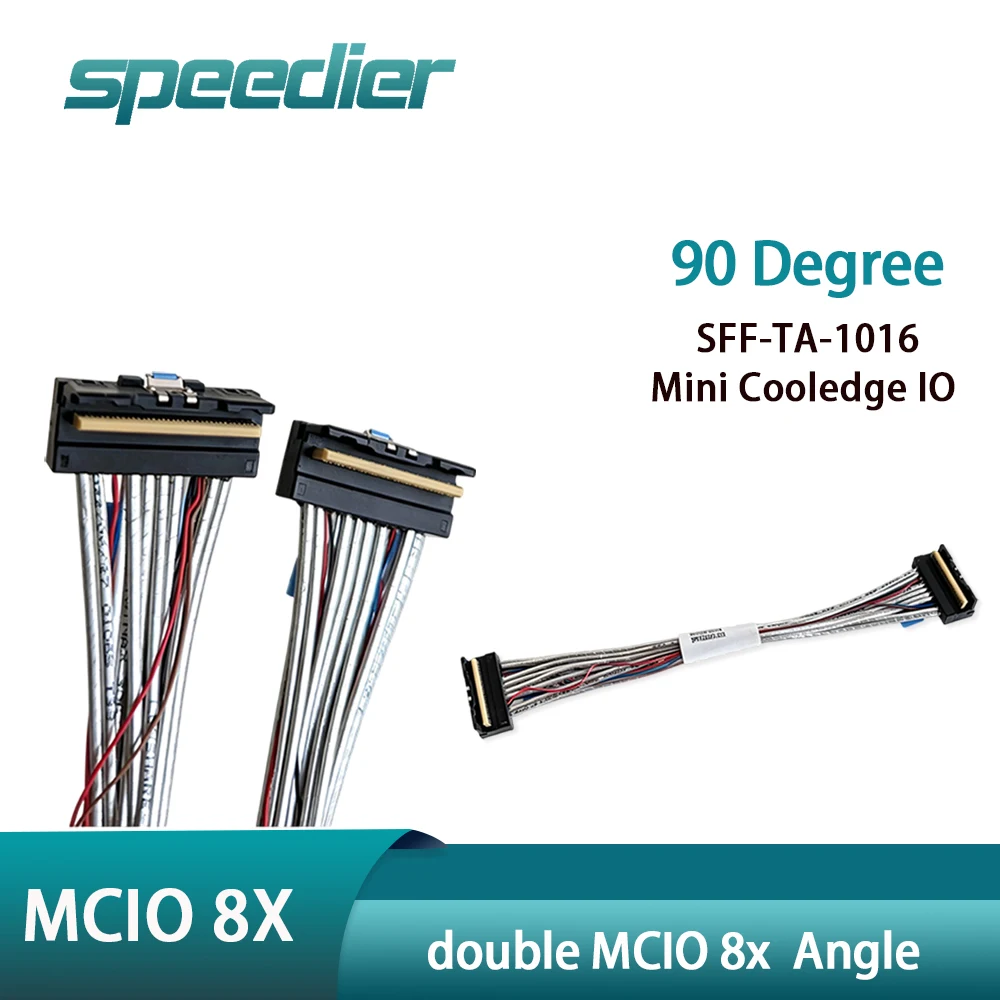 24Gbps MCIO to MCIO Right Angle Cable 90 degree SFF-TA-1016 PCIe Gen5 Mini Cooledge IO Elbow Server for Data Center NAS IPC