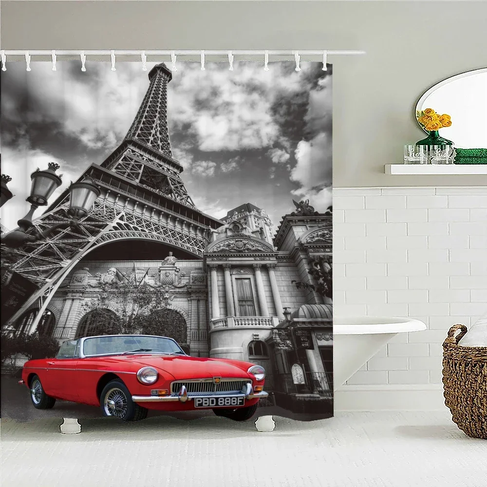 Night View Paris Tower Bath Curtain 180x200cm Waterproof polyester fabric Shower curtain 3D Blackout curtain for bathroom