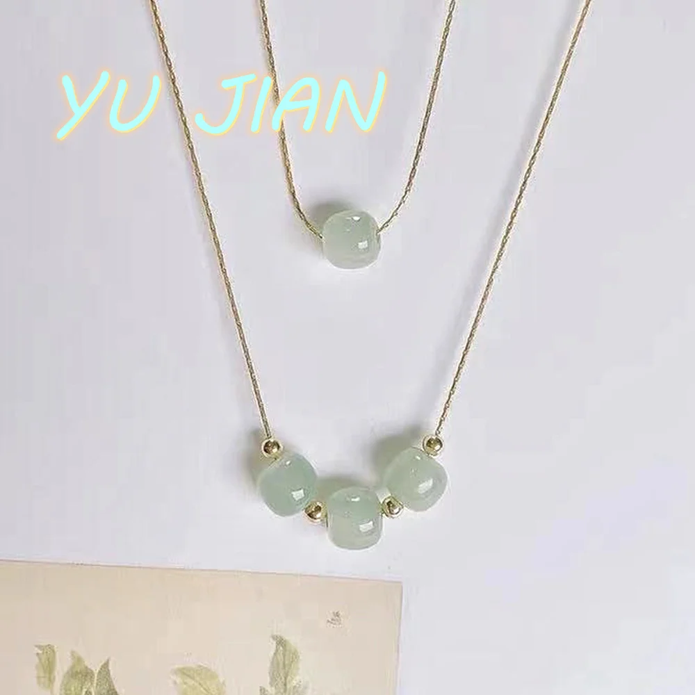 

Top Quality Hetian-Jade Chain Necklace Jade Jadeite Neck-Hewelry Jasper Beads Pendant Gift Exquisite Fine Jewelry