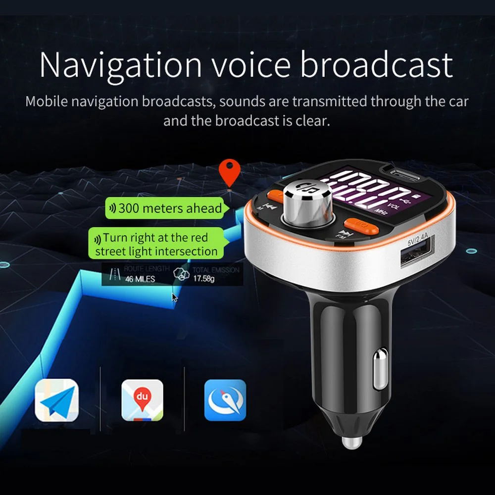 Colorful Car Bluetooth Player USB/U Disk /TF card/FM Car Chargers Fast Charging PD QC3.0 Phone Charger Bluetoot 5.0