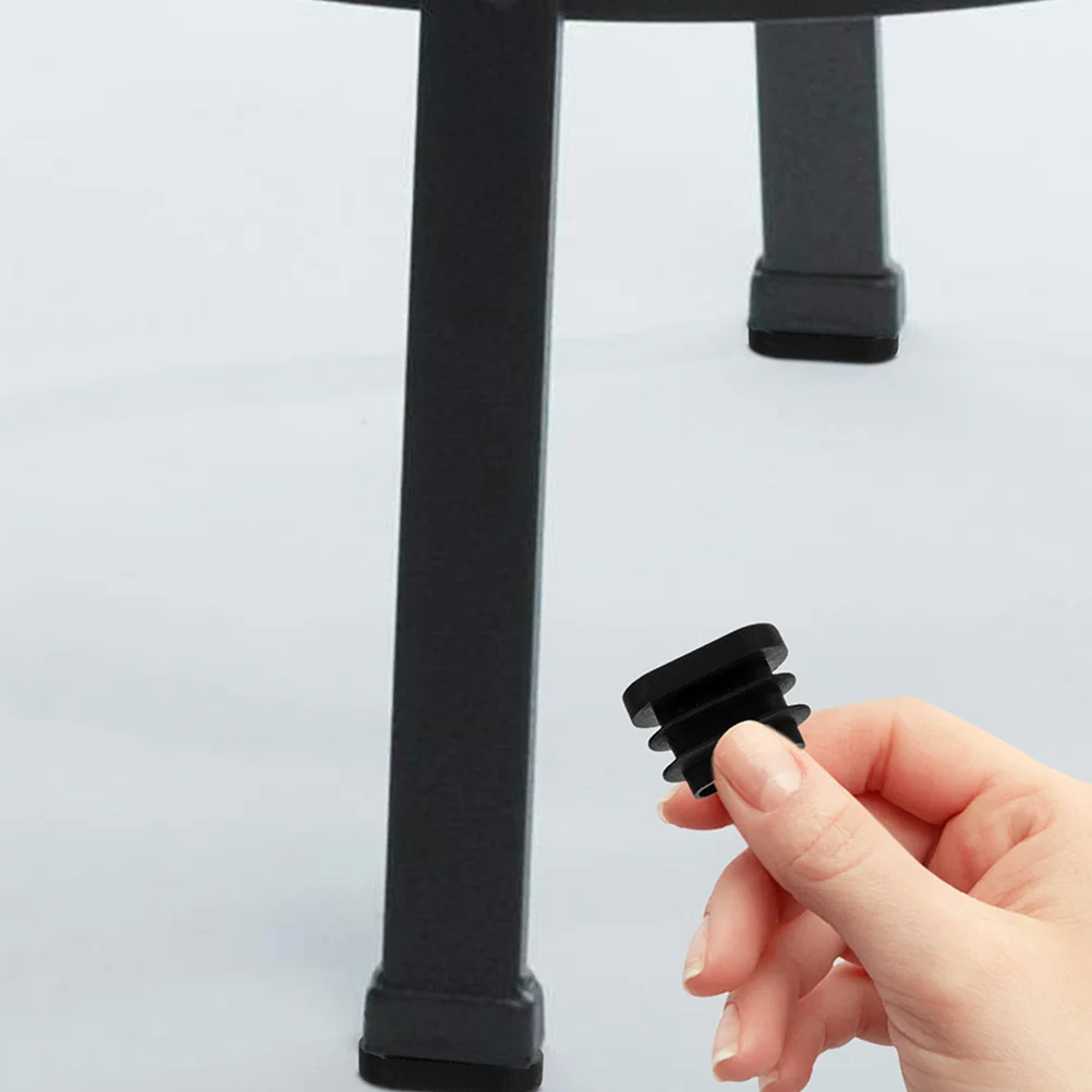 

30pcs Table Chair Leg Caps Oval Black Plastic Furniture Feet Replacement Tips For Patio Chairs Durable End Caps
